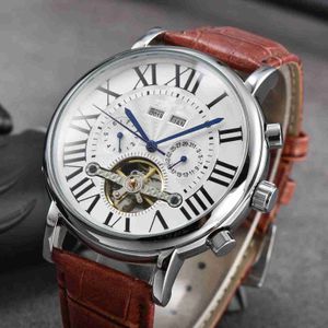 Fashion Fashion Hollow Flywheel Mécanical Watch Double face Automatic Imperproof Steel Band Mens Watch 211546