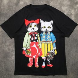 Mode-mode heren t-shirt 2020 beroemde straat hoge kwaliteit paren kittens print polos korte mouw t-shirts 20ss mannen vrouwen stylist t-shirt