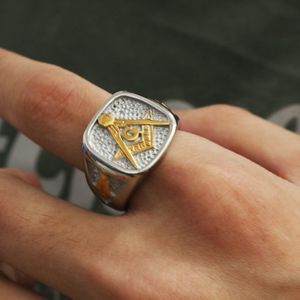 Mode Mode Roestvrij Staal AG Vrijmetselaars Ring Voor Mannen Vintage Punk Vinger Sieraden Club Party Gift