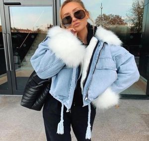 Fashion Faux Fur Oversized Denim Jackets for Women 2020 Winter Streetwear Parkas Ladies Vintage Dikke lange mouw jassen kleding 516077777