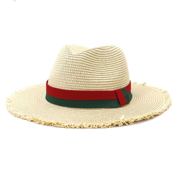 Moda Fedora Sombrero de paja Hombres Mujeres Protección solar Sombreros de ala grande Viajes al aire libre Vacaciones Sombrero para el sol Panamá Jazz Gorras de playa Sombrero para el sol para mujer para hombre Sombreros para el sol al por mayor