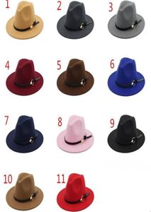 Fashion Filt Jazz Hats Classic Top Hats For Men Women Elegant Solid Filt Fedora Hat Band Wide Flat Brim Stylish Panama Caps Fedora6199426