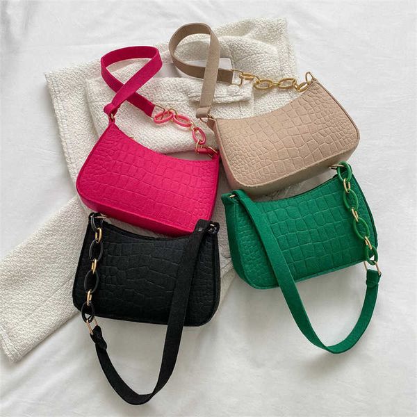 Mode feutre sacs à bandoulière pour femmes sac sous-axillaire pour femmes conception avancée Texture aisselle sacs à main sacs à main Crescent sac de selle