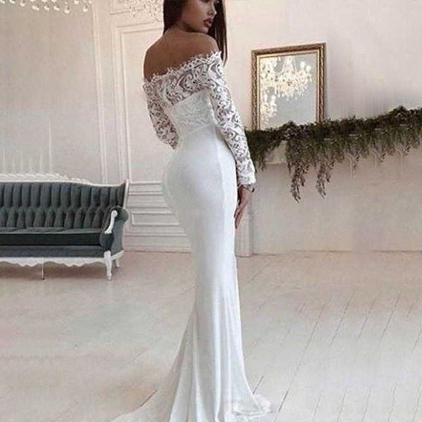 Vestido de novia francés de moda para mujer vestidos de noche de encaje elegantes largos