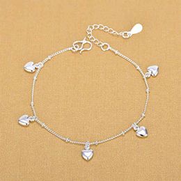 Bracelet à breloques en argent Sterling 925 pour femme, joli cœur, à la mode, cadeaux d'anniversaire, bijoux 210507231G