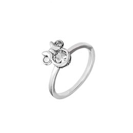 Anneaux femelles de mode Mouse Sparkling Head Ring Clear Stone Sterling Silver Jewelry for Woman Party Proposition 240420