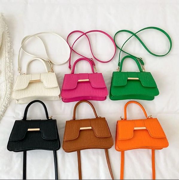 Bolso de hombro femenino a la moda, bolsos cuadrados pequeños con patrón de cocodrilo para mujer, bandoleras clásicas de Color puro, bolsos de cuero PU