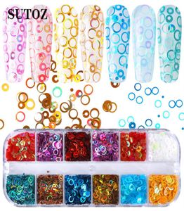 Mode flamme Design couleur holographique ongles paillettes fournitures rond cercle Nail Art décorations paillettes manucure ongles accessoires 9992852