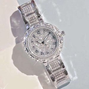 Montre à Quartz décontractée en cristal d'argent clignotant pour femmes, tout en acier, à la mode, en diamant