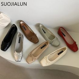 Mode platte suojialun teen dames vierkant ondiepe slip op dames casual balletschoenen zacht lederen buitenloafers s 2 62 6 6