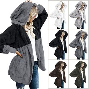 Fashion Fleece Plus Size Lange Hooded Cardigan Jas Dames Overjas Winter Herfst Dunne Hooded Faux Bont Lange Mouw Warm Jacket Bovenkleding CO