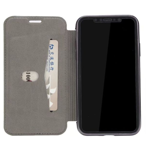 Fashion Flip Cover Case iPhone Case de téléphone Black Card Insertion Ultra Thin Electroplated TPU Protection Leather Case pour iPhone 15 14 11 13 Pro Max x XR XS Max 12