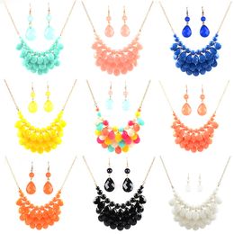 Mode Drijvende Bubble Ketting Oorbellen Set Teardrop Bib Collar Verklaring Sieraden Voor Vrouwen Voor Geschenken HJ110