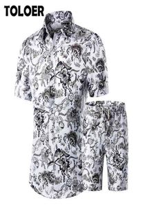 Moda de estampado floral Set Men Summer Camisas de manga corta Men Captain Men Sets Pack Situit masculino talla grande 5xl 2103304734172