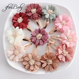 Fashion Flower BB Hair Clips Pin Headswear for Baby Kids Girl Accessories 2 PCSset 240515