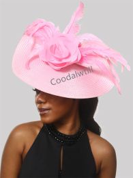 Fashion Flower Fascinator Derby Hat Femmes Mariage Elegant Headwear Floral Party Tea Headpiece with Hair Clip Occasion Chapeau