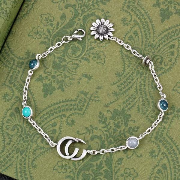 Mode Fleur Frimedary Lettre Argent Bracelet Femmes Charme Exquis Bracelet De Créateur Pour La Saint-Valentin Cadeau D'anniversaire Bijoux