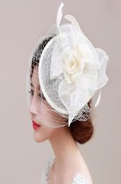 Fashion Flower Hat Bridal Tiaras Hoofdstukken Katoen Bruidale hoofdbanden Jannie Baltzer Birdcage Veils Wedding Hair Accessories41977203396901