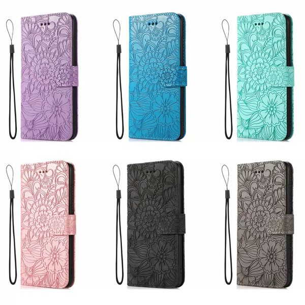 Fundas de billetera de cuero con encaje de flores de moda para Samsung S23 Ultra Plus S22 A13 4G A33 A53 A23 5G Marco de fotos floral Tarjeta de identificación de crédito Ranura para tarjeta Titular Flip Cover Mujer Lady Pouch