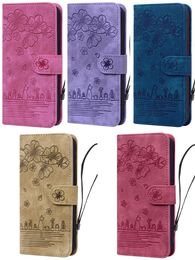 Fundas tipo billetera de cuero con flores a la moda para Huawei Honor 80 90 Lite 70 Play 40 X8 X6a X7a X5 X40i Magic 4 5 Lite Retro Sakura Cherry Cat Holder Flip Cover ID Ranura para tarjeta