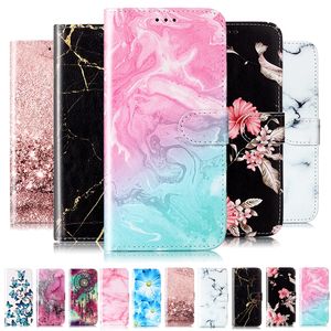 Étuis portefeuille en cuir de fleur de mode pour Redmi 12C 12 Xiaomi 13T Redmi 13C Moto G84 5G G54 G14 Edge 40 Dreamcatcher Butterfly Marble Holder Flip Cover Animal Pouch