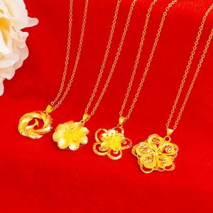 Chaîne pendentif fleur à la mode pour femmes, or jaune 18 carats, breloque remplie, bijoux cadeau pour filles