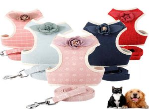 Fashion Flower Pet Harnness Dog LEASH Set Air Nylon Mesh Puppy Small Chiens Cat Vest Flower Vêtements ACCESSOIRES DIGN