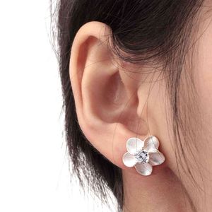 Mode bloem vrouwen 100% 925 sterling zilveren stud bloemen en alice oorbellen voor meisje fijne sieraden cadeau