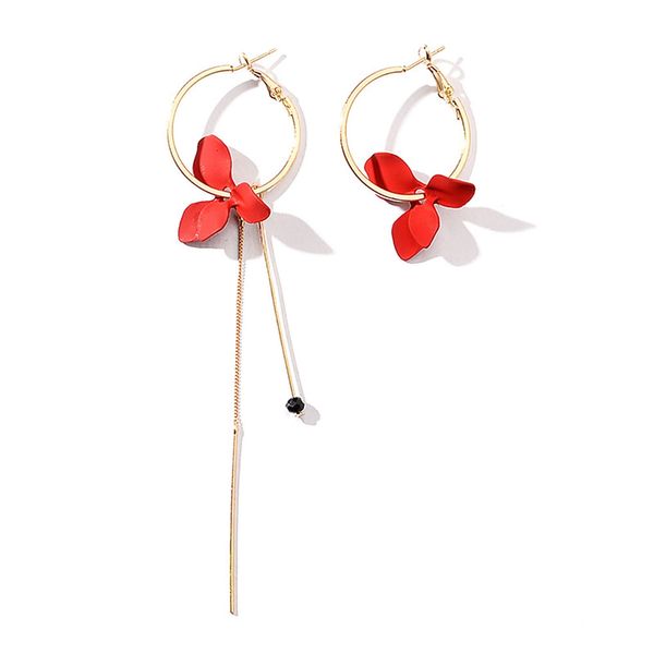 Mode fleur femmes balancent boucles d'oreilles doré grand cercle trois couleurs peinture en aérosol asymétrique boucle d'oreille femme cadeau