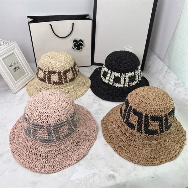 Sombrero de paja plegable a la moda para mujer, sombreros de cubo, gorras de diseñador para hombre, sombrero de playa trenzado de hierba, sombrero de viaje cómodo para pescadores