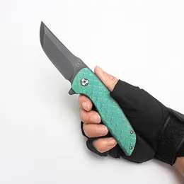 Couteau pliant de mode Hokkaido personnalisé vert personnalisé échelle de dragon poignée en titane noir lame M390 équipement de plein air outils de chasse poche parfaite EDC