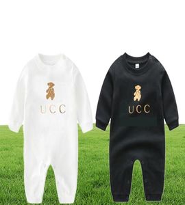 Moda Footies Bebés Diseñador Mamelucos de algodón Imprimir letra de lujo marca monos de manga larga ropa infantil para niños 4543939