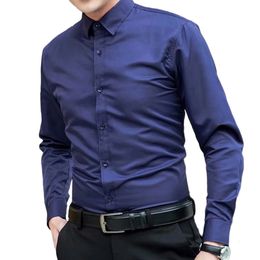 Camisas y blusas formales de negocios de moda Color sólido Manga larga Camisa de fiesta informal delgada Ropa superior Ropa masculina para hombres 240112