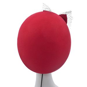 Mode- formele hoed luchtvaartmaatschappij stewardess vrouwelijke Britse bowler bowknot net garen wol baret hat stewardess rode caps beste cadeau voor mevrouw