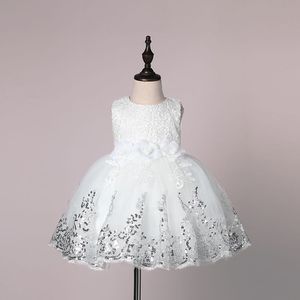 Mode formel nouveau-né robe de mariée bébé fille nœud motif pour enfant en bas âge 1 ans fête d'anniversaire baptême robe vêtements