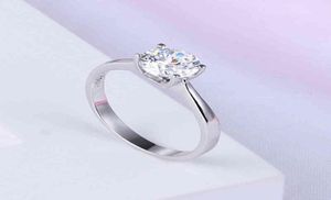Mode quatre griffes 100 925 argent sterling rond des bijoux en cristal simulé anneaux de mariage diamant doigt pour femmes bijoux4654147