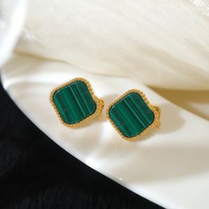 Fashion Four Leaf Clover Earrings Designer Stud Women 18K Gold Plated Carnelian Earrings Wedding Jewelry Gifts