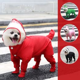 Mode vierbenige all-inclusive hondenkleding jumpsuit raincoat waterdichte honden kleding kleine kat regenjas huisdier kleren regende jas 20220830 e3