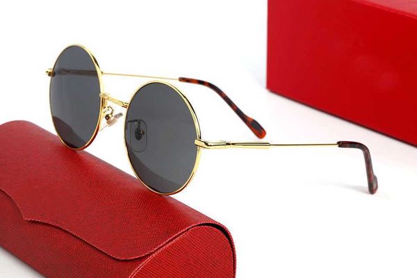 Monturas de moda Gafas de sol redondas pequeñas para mujer Puente doble Oro Plata Metal Gafas de sol para hombre Protección UV polarizada Diseñador vintage bueno