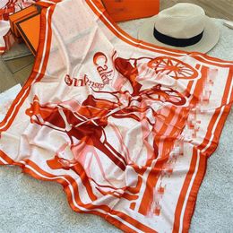 Fashion française de 90 cm écharpe carrée designer écharpe en soie d'été pour hommes pour femmes shadade de plage de plage turban de haute qualité oeoh
