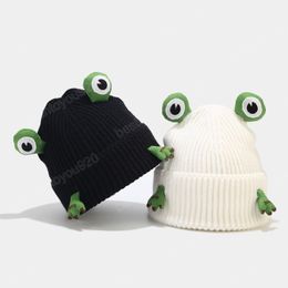 Mode grenouille chapeau hiver bonnets pour femmes hommes chaud tricoté Hip Hop Skullies casquettes filles hiver Bonnet Beanie