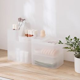 Mode Frosted Plastic Clear Cosmetic Organizer Simple Home Stationery Toiletartikelen Opbergdoos Meerdere maten Opslag Organisator