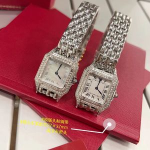 Mode pleine marque montre-bracelet femme fille 27mm carré diamant mouvement suisse en acier inoxydable bande métallique Quartz luxe AAA réservoir horloge CT 102