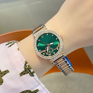 Mode pleine marque montre-bracelet femmes dames cristal fleur Orologio Style luxe avec Logo acier métal bande Quartz horloge CH96