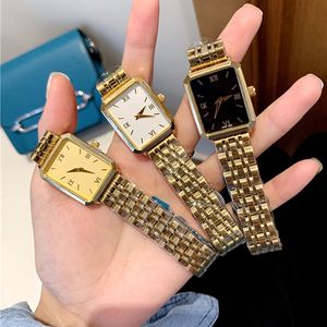 Montre-bracelet de marque complète pour femmes, Style rectangulaire, luxe, avec bracelet métallique en acier, horloge à Quartz D47