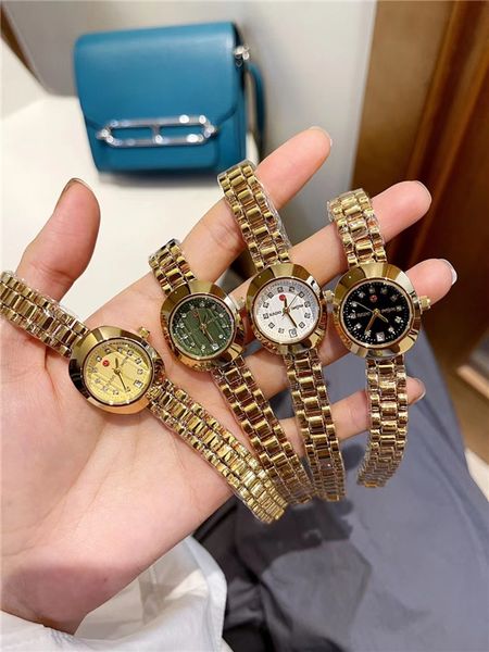 Reloj de pulsera de marca completa a la moda para mujer, reloj de cuarzo con banda de Metal de acero y diseño de diamantes de lujo RD 20