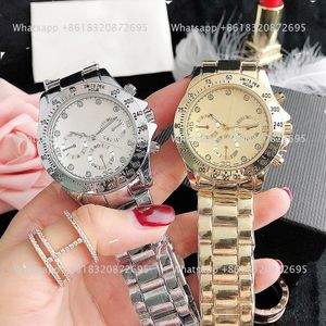 Mode pleine marque montre-bracelet femmes hommes 3 cadrans Style acier métal bande avec luxe Logo Quartz horloge RO 59