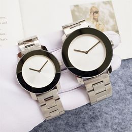 Mode pleine marque montres-bracelets homme femme Couple amoureux en acier inoxydable bande métallique luxe aaa horloge MV 12