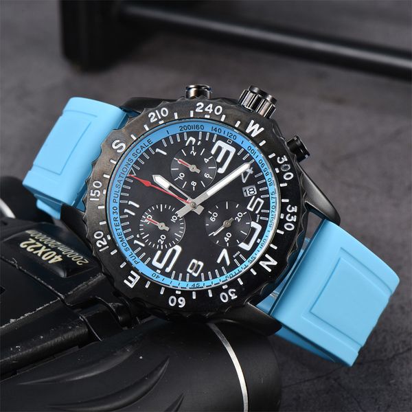 Mode pleine marque montres-bracelets hommes Style masculin multifonction luxe avec Logo bande de Silicone horloge à Quartz BR 09