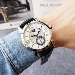 Montres-bracelets de marque complète pour hommes, boîte en acier inoxydable, bracelet en cuir, automatique, mécanique, AAA, haute qualité, horloge de luxe UN 6